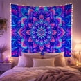 thumbnail image 2 of Intricate Mandala in Interlocking Indigo Petals, Dreamy Psychedelic for Art Lovers, Geometric Wall Art, Housewarming Gift, Tapestry Wall Hanging for Bedroom and Studio, 2 of 7