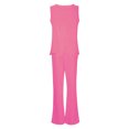 thumbnail image 5 of Conjunto de 2 piezas para mujer: chaleco sin mangas y pantalones anchos, estilo boho informal, color liso, mezcla de poliéster y spandex, 5 of 5