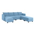 thumbnail image 4 of Naomi Home Elizabeth Modern DIY Collection-Fabric:Linen,Finish:Robin Egg Blue,Style:4-Seater with 3 Ottoman, 4 of 4