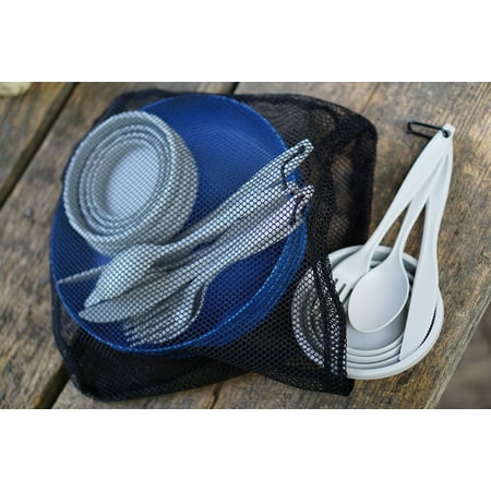 Ozark Trail 4 Person Table Set with Plastic Plates and Flatware, and Silicone Cups, 21 Pieces