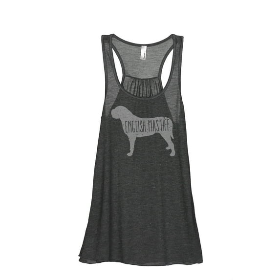 Thread Tank English Mastiff Dog Silhouette Women's Sleeveless Flowy Racerback Tank Top Charcoal Small