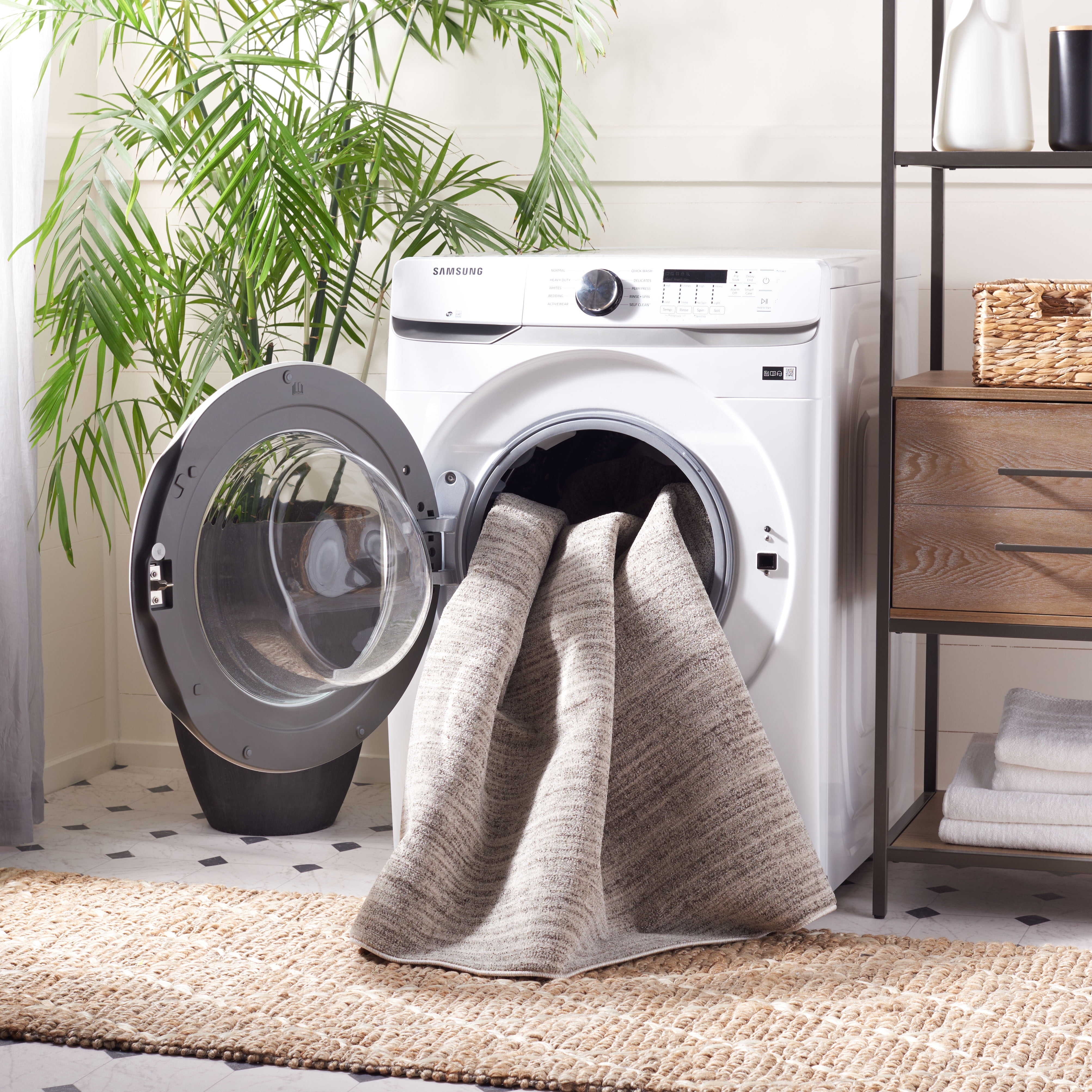 SAFAVIEH Dune Lailee Solid Machine Washable Area Rug, Grey/Grey, 9' x 12'