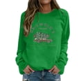 thumbnail image 1 of Chandails en Molleton de Noël pour Femmes Mode Loisirs Col Rond Manches Raglan Impression Lettres Sans Capuchon Pullovers, 1 of 4