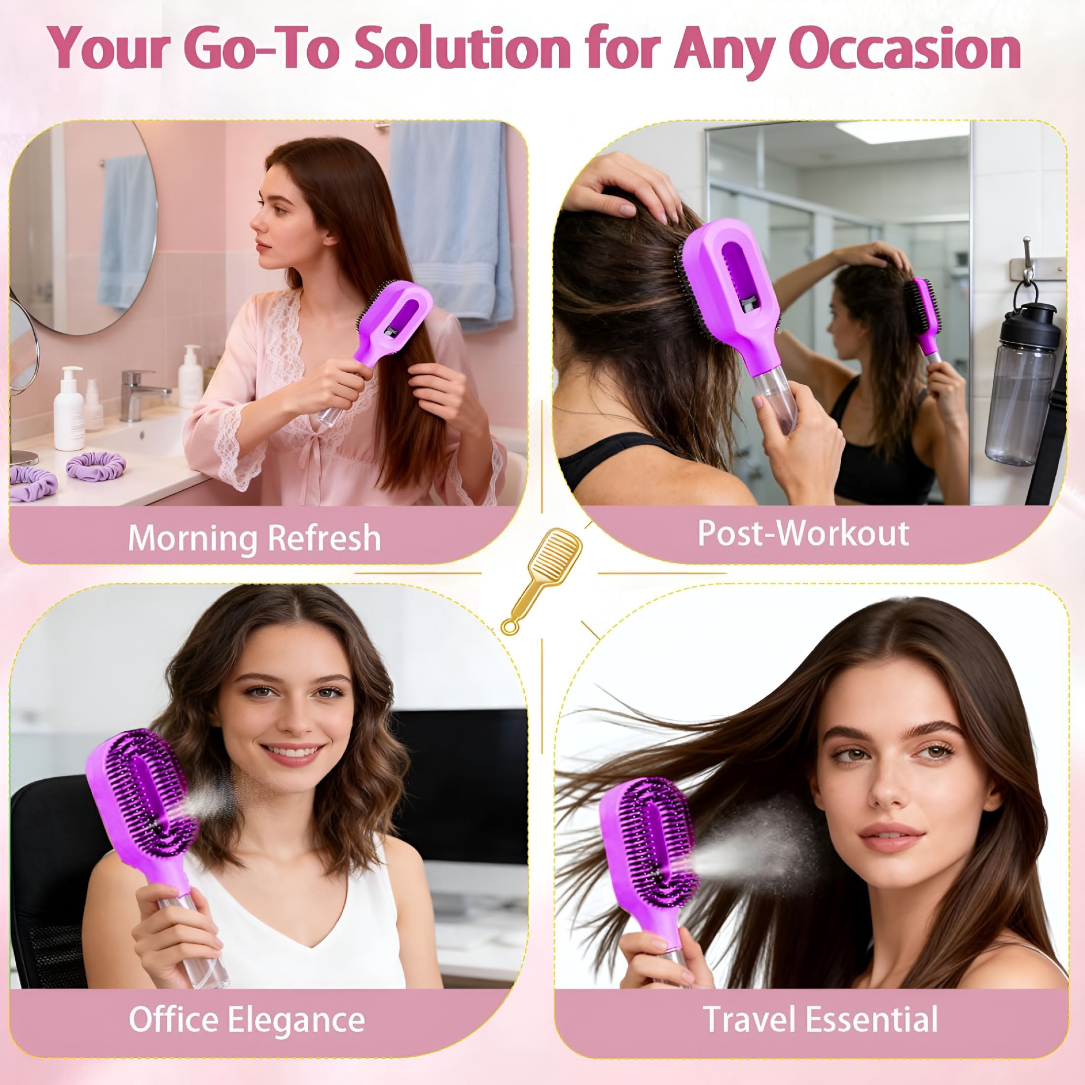 ACDANC Hair Brush with Water Spray Mister-2-In-1 Detangling Brush with Built-In Fine Mist,Portable Wet&Dry Styling Tool for Smooth,Frizz-Free Hair-Quick Refresh for Women&Girls On-The-Go