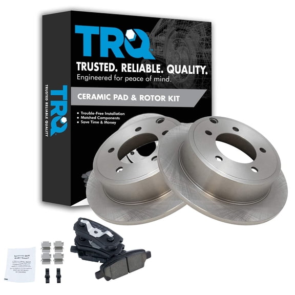 TRQ Rear Ceramic Brake Pad & Rotor Disc Set Fits Select 200 Sebring Avenger Jeep