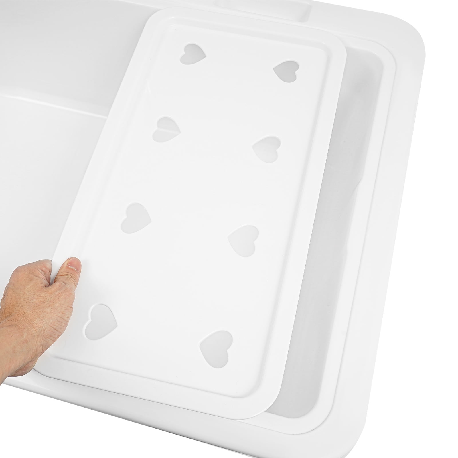 White Utility Sink Laundry Tub Freestanding Laundry Sink With Drainboard+Faucet