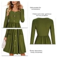 thumbnail image 4 of Vestido de cintura alta, vestido de manga larga redondo para mujer, vestido de manga larga de color puro, elegante y estético, 4 of 5