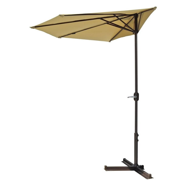 Sunrise Umbrella 10 Ft Half Wall Half Round Patio Umbrella With Stand Walmart Com Walmart Com