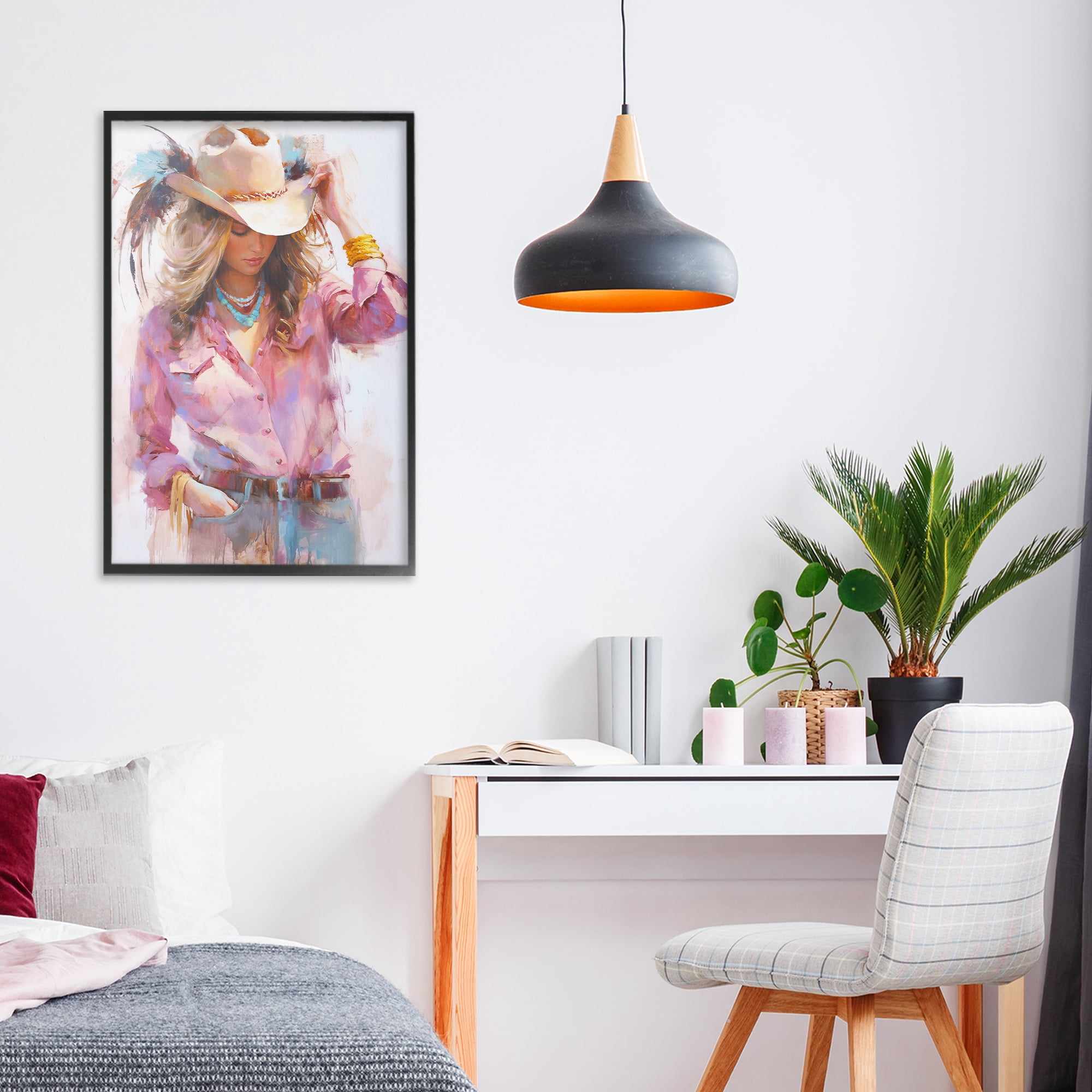 Stupell Industries Cowgirl Hat Reflections Black Framed Giclee Art, design by Tina LeCour