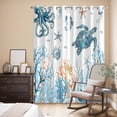 thumbnail image 3 of Kitchen Curtains 84 Inch Length 2 Panels, Blue Turtle Coastal Grommets Window Treatment Curtain, Octopus Summer Beach Coral Starfish Thermal Curtains Drapes for Living Room/Bathroom, 3 of 9