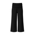 thumbnail image 4 of YOUYEDIAN Yoga Pants Girls Fold Over Low Waist Wide Leg Sweatpants Flare Leggings Bell Bottoms Y2K Foldover Pants (Black, 13-14 Years), 4 of 6