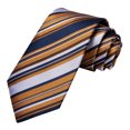 thumbnail image 4 of Hi-Tie Men's Navy Gold and White Striped Silk Tie Set Pocket Square Cufflinks for Wedding, 4 of 6