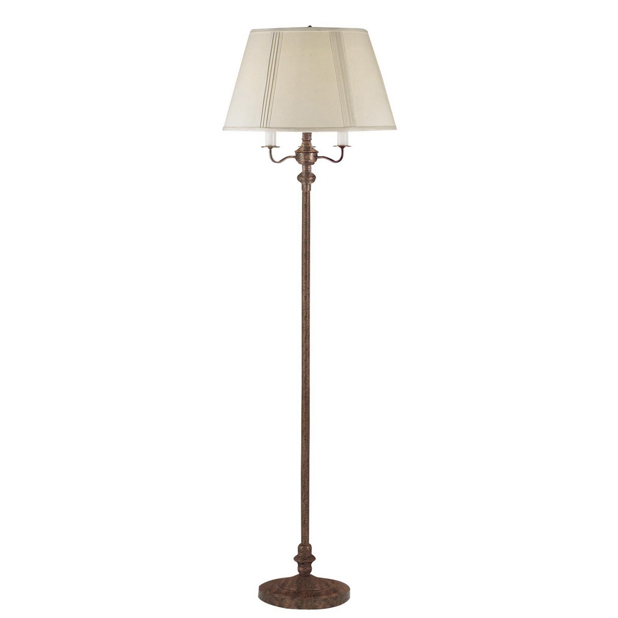 150 Watt 6 Way Metal Floor Lamp with Fabric Tapered Shade, Brown