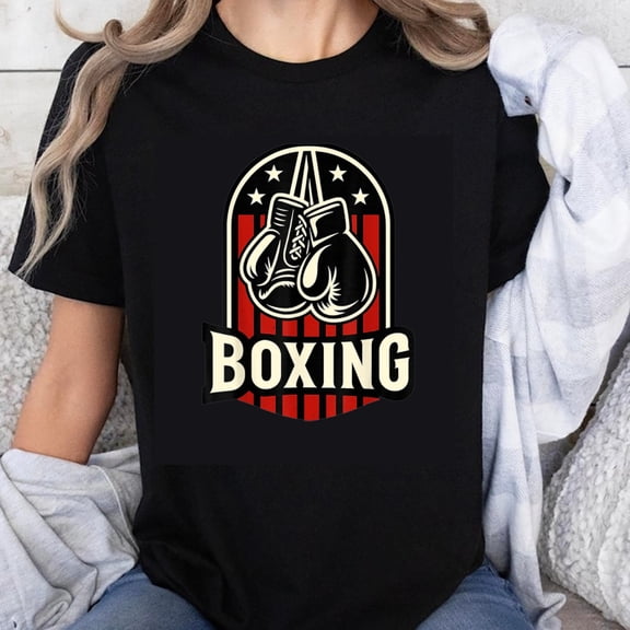 100% Cotton Boxing Gloves American Flag Design Sporty Graphic Men Women Unisex Casual T-Shirt