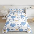 thumbnail image 2 of Feelyou Bowknot Doll Bear Bedding Comforter Set, Kawaii Love Heart Blue Twin Comforter Sets, Teens Kids Boys Girls Reversible Bedding Set, Breathable Home Decor, 2pcs, 2 of 8