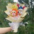 thumbnail image 4 of Cartoon Winnie the Pooh Plush Doll Toy Handmade Flower Bouquet Wedding Valentine's Day Christmas Graduation Gifts, 4 of 10