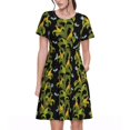 thumbnail image 1 of Balery Corn And Dragonflies Vestidos sueltos de manga corta para mujer, vestidos de verano 2025, vestidos casuales de corte A con vuelo., 1 of 6