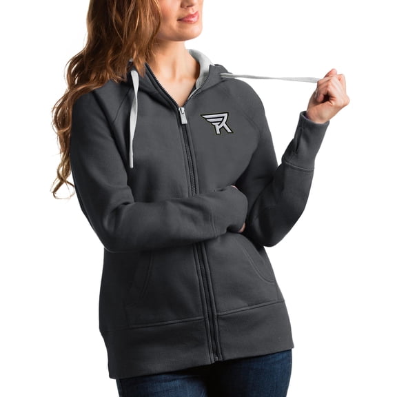 Women's Antigua Charcoal Rochester Knighthawks Victory Pullover Hoodie