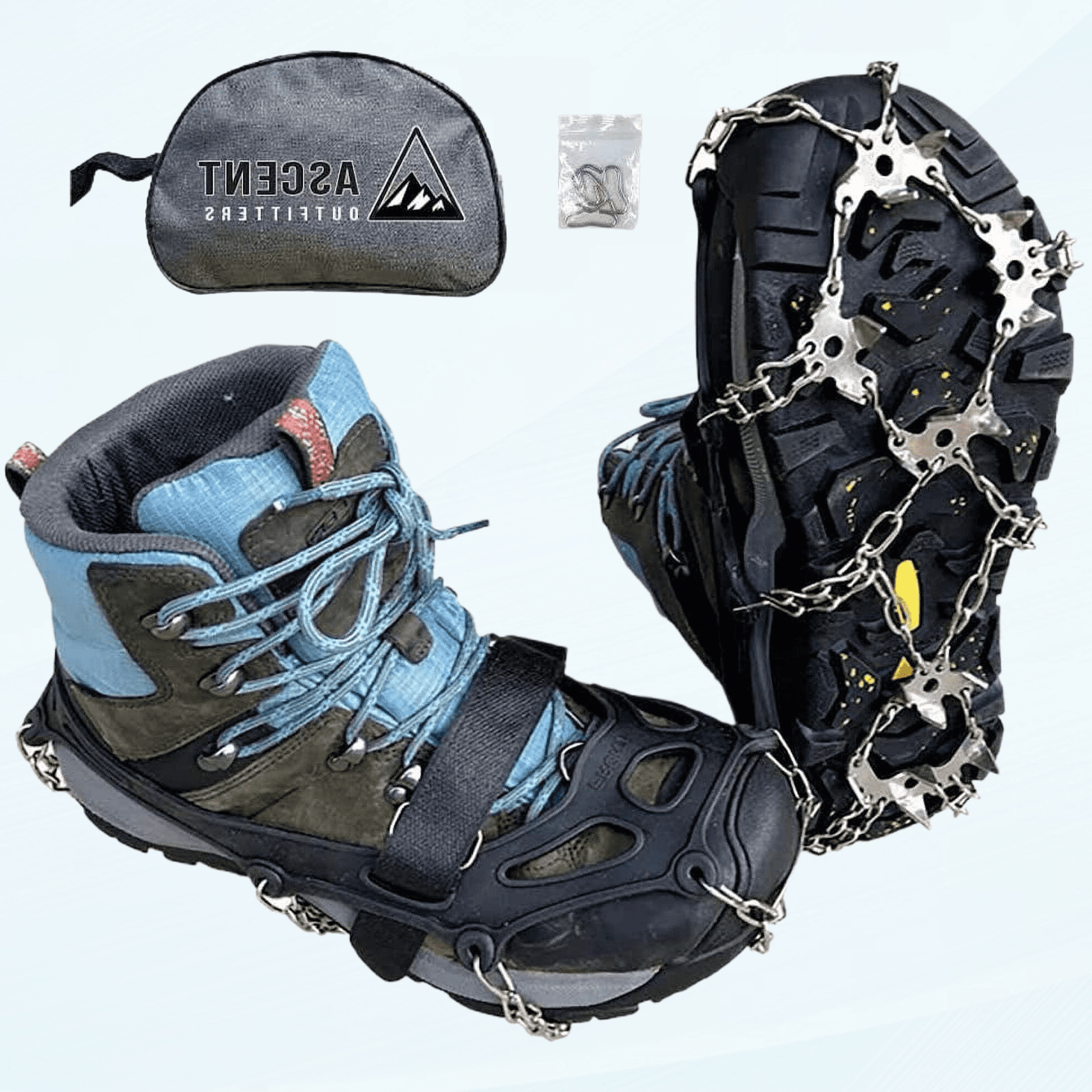Crampons, 19 Spikes Ice Cleats Traction Snow Grips for