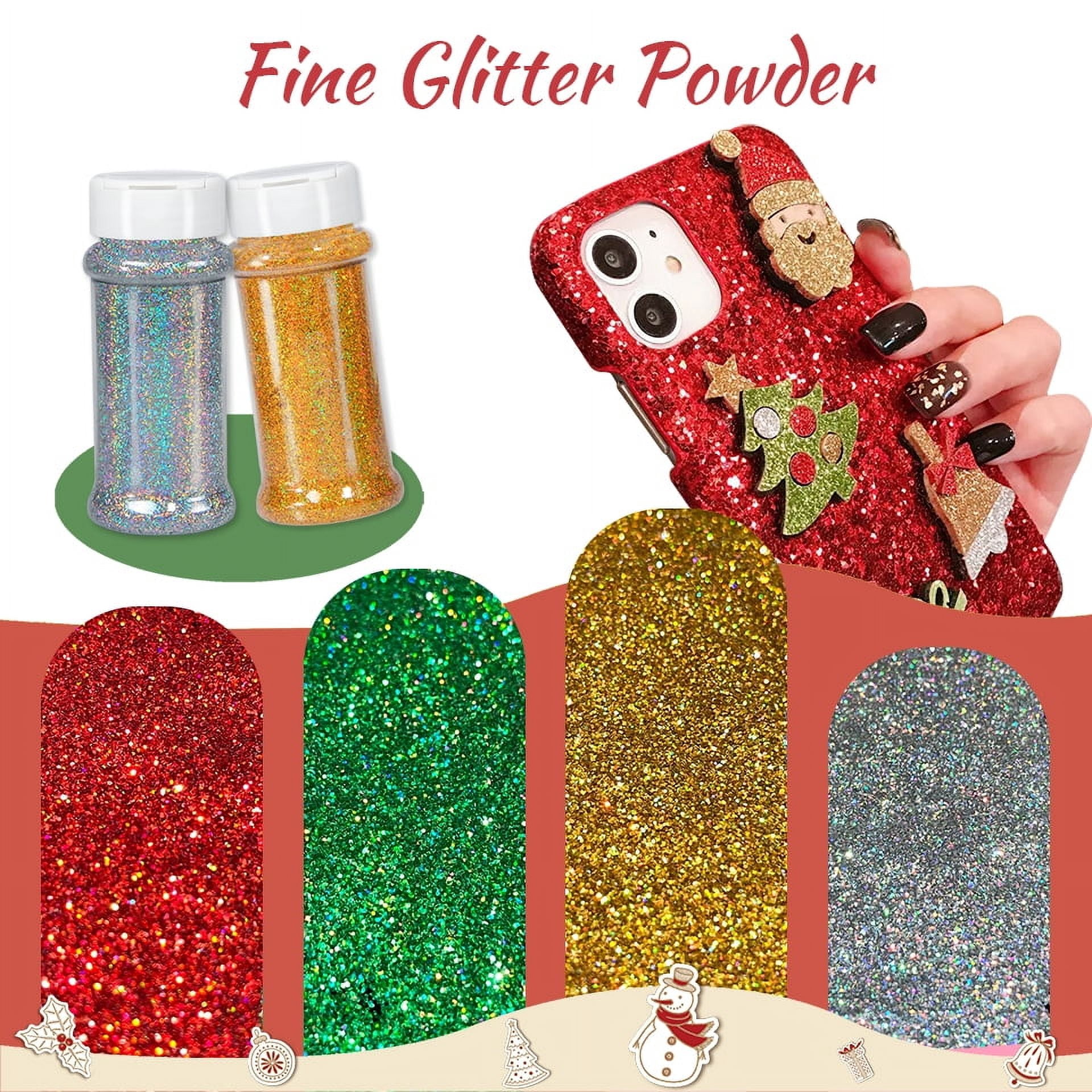 Aurora White Iridescent Rainbow Fine Glitter Shakers For Epoxy Resin Glitter 2oz/Bottle 4 Bottles/Set