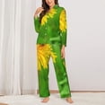 thumbnail image 6 of Salouo Bees Pollinates A Yellow Dandelion Pattern Women's Pajamas Set Long Sleeve Button Down Sleepwear Soft Pj Lounge Sets for women 2 Piece Pjs Set with Long Pants -Medium, 6 of 8