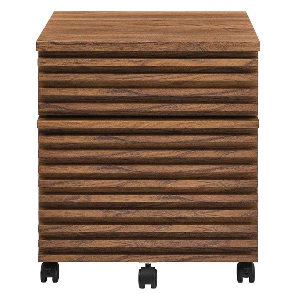 Pemberly Row Contemporary Wood and Plastic File Cabinet in Walnut