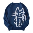 thumbnail image 4 of KKBOTIVE Cute Cat Graphic Sweaters Coat for Mens Casual Long Sleeve Crew Neck Pullover Sweater Men's Fashion Outerwear ( Dark Blue Size: M ), 4 of 4