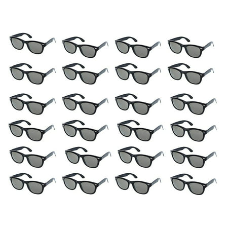 Party Sunglasses - 24-Pack Vintage 80s Retro Trendy Style Black Party Glasses, Kids Birthday Party Favors, Perfect for Bachelorette or Bachelor Party Supplies, Non-Polarized