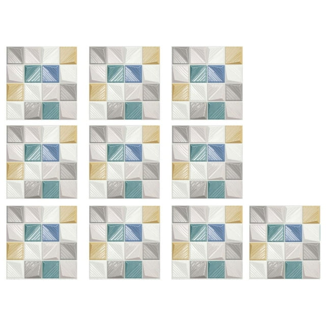 Ramiter Mosaics Creative 3D Tile Stickers Decoration DIY Floor Plane Wall Stickers Bright Film