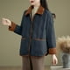 thumbnail image 5 of Chaquetas y abrigos casuales de manga larga sin capucha para mujer, chaqueta informal holgada con solapa y botones, de moda, de poliéster., 5 of 5