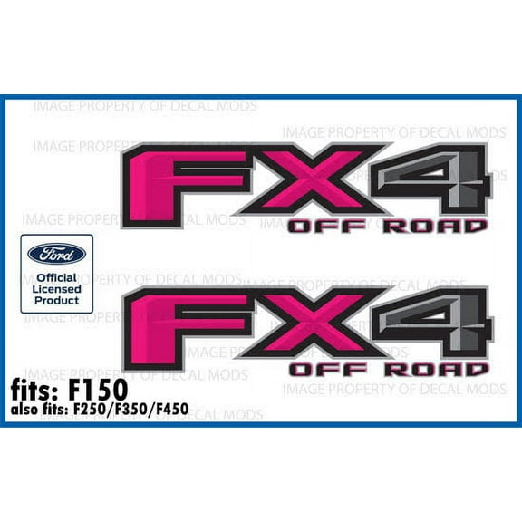Decal Mods FX4 Off Road HOT PINK Decals Stickers for Ford F150 (2015-2020) - FHP (set of 2) Officially Licensed