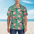 thumbnail image 2 of Xecao Tropical Flamingo print Hawaiian shirt - a stylish short-sleeve button-down for men, perfect for casual beach and tropical outings., 2 of 9