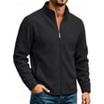 thumbnail image 2 of USNSM Mens Zip Up Sweatshirt Mock Neck Track Jacket Lightweight Fleece Full Zip No Hood Athletic Casual Long Sleeve Jackets with Pocket Black XXXL, 2 of 9