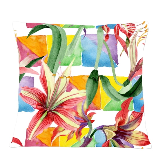 Designart Retro Floral Botanical I' Mid-Century Modern Throw Pillow - 12x20