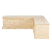 Linon Troyin Rustic Backless Corner Nook with Storage in Solid Unfinished Pine