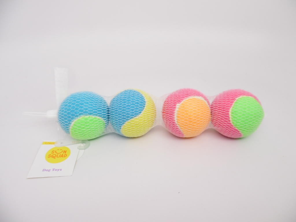 Sun Squad Dog Ball Fetch Toys 4pk Multicolor S/M SunSquad