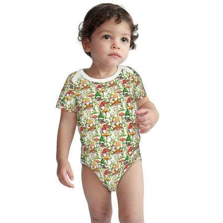 

Fotbe Mushrooms Gnomes Pattern Unisex-baby Short-sleeve Bodysuit Short Sleeve Bodysuits One-piece 100% Organic Cotton for Infant Baby Boys Unisex-12 Months