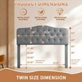 thumbnail image 2 of SENCHO GINSYTALIOR Adjustable Height Headboard with Linen Upholstery and Button Tufting for Bedroom, Twin, Classic Gray, 2 of 9