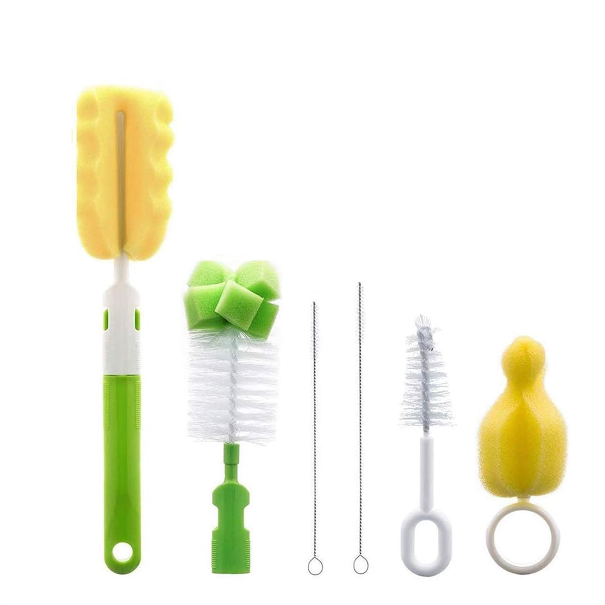 NOGIS 6-in-1 Bottle Brush Cleaner set, Cleaning Brush Set for Cups Sports Bottle Baby Bottle and More（Green）
