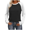 thumbnail image 2 of Busydd T Shirts for Women Casual Versatile Round Neck Tops for Women Trendy Color Block Womens Long Sleeve Tops XL, 2 of 7