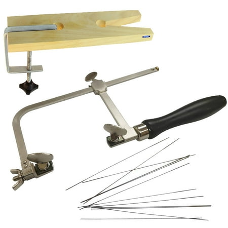 

Jewelers Saw Frame Bench Pin & Saw Blades Jewelry Kit Sawframe Sawblades and Pin