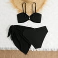 thumbnail image 4 of hengsof Girls Solid Bikini 3 Piece Set Fashion Halter Top Swim Shorts Mesh Skirt Set with Built in Pads Beach Vacation Swimsuit 8-12 Years, 4 of 8