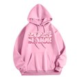 thumbnail image 4 of Sudadera con capucha informal de cuello redondo y bolsillo para mujer, temporada senior 2025, sudaderas con capucha para mujer, sudadera con capucha con gráfico de banda para mujer, 4 of 5