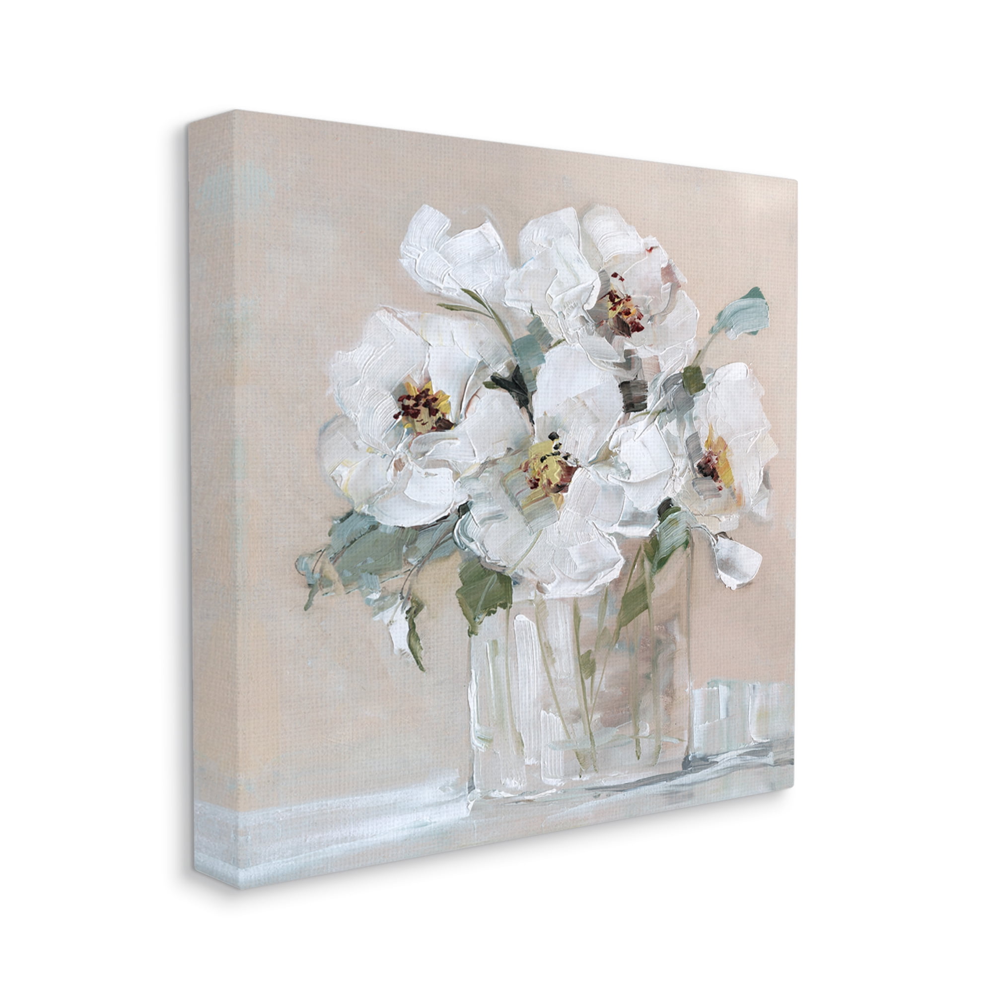 Stupell Industries Traditional White Blooms Flower Arrangement Still Life Painting Gallery Wrapped Canvas Print Wall Art, Design by Sally Swatland