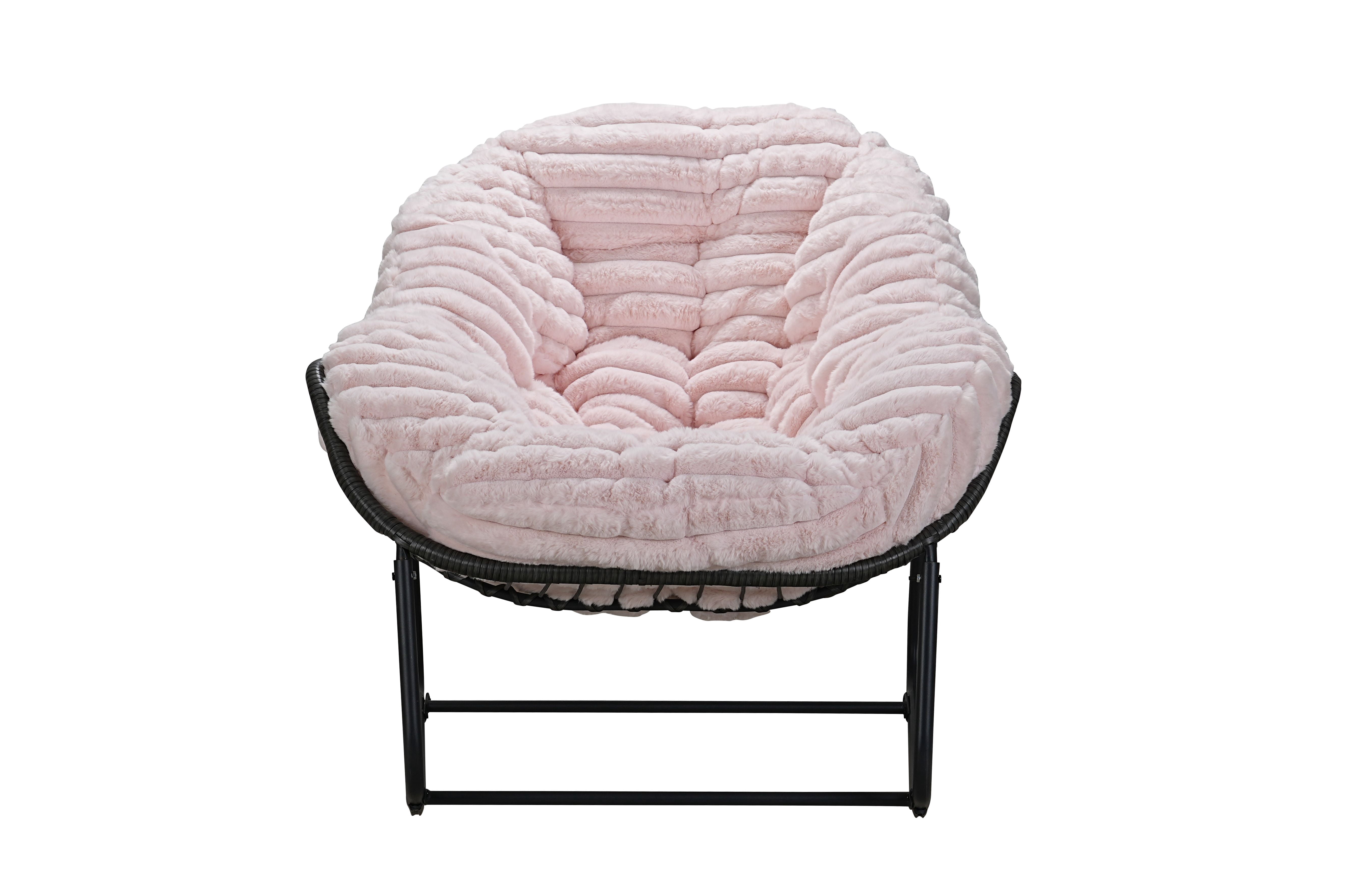 Oversized Egg Rocking Chair with Ultra-Soft Velvet Cushion - Hand-Woven PE Rattan & Steel Frame Saucer Chair for Indoor & Outdoor