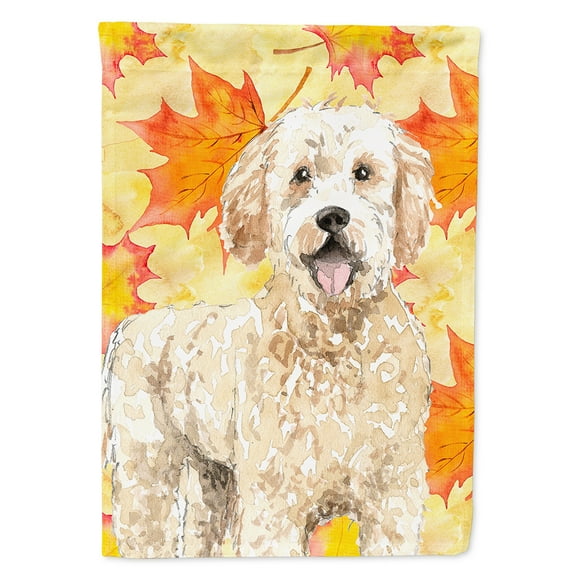 Carolines Treasures CK1842CHF Fall Leaves Goldendoodle Flag Canvas House Size  Large multicolor