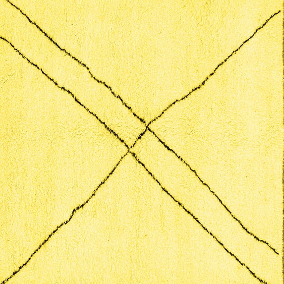 Ahgly Company Indoor Square Solid Yellow Modern Area Rugs, 6' Square