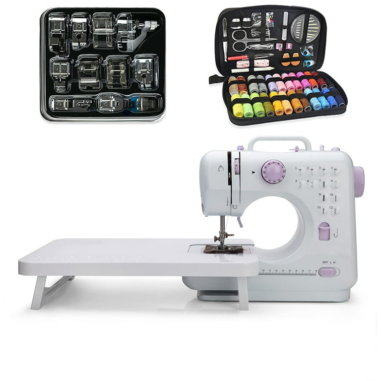 VEVOR Sewing Machine, Portable Sewing Machine for Beginners with 12  Built-in Stitches, Reverse Sewing, Dual Speed Kids Sewing Machine with  Extension Table Foot Pedal, Accessory Kit Family Home Travel