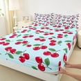 thumbnail image 2 of Manfei Cartoon Cherry 4-Piece Full Size Sheets,Kawaii Food Bed Sheets,Cute Fruit Lightweight Sheet Sets,Dreamy Room Decoration, 2 of 6