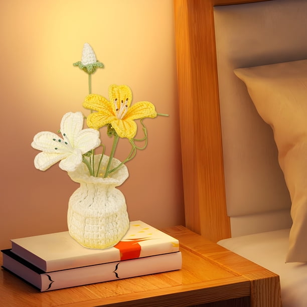 Handmade Crochet Weng Potted Home Decoration Yarn Weaving Simulated Flower Desktop Bonsai